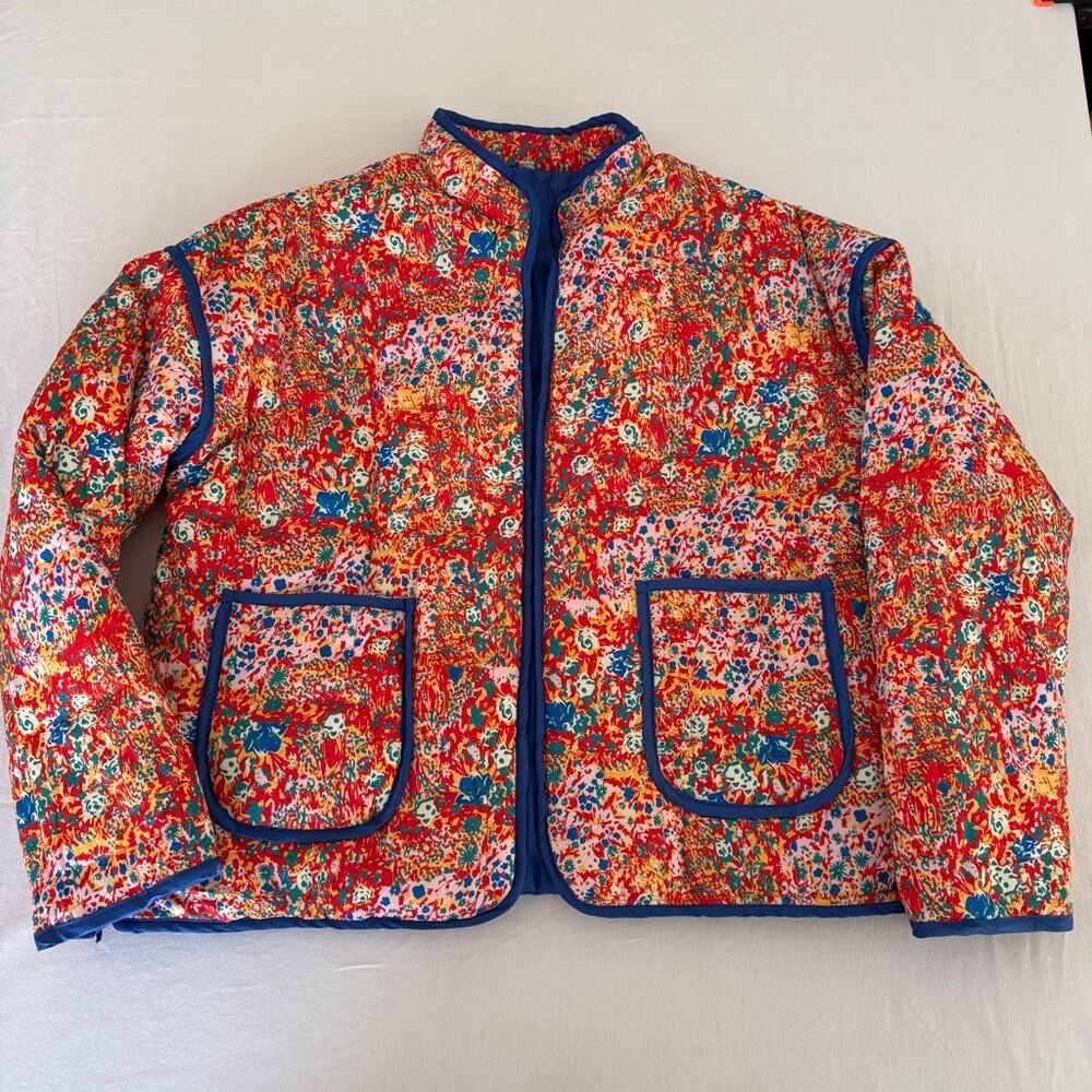 Quilted Floral Jacket | Liberty Style Print | Padded Coat | Size L